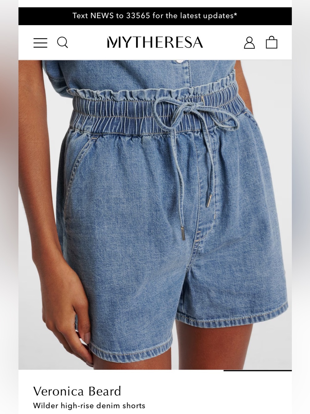 Veronica Beard Wilder High-Rise cotton denim Shorts — starlight nwt small